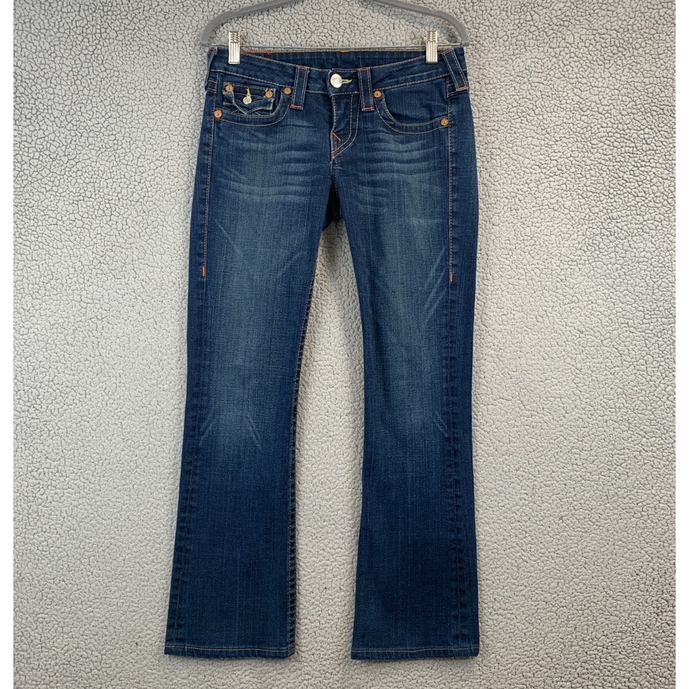 True Religion Jeans Womens Size 28 Bootcut USA Flap Pocket Y2K Horse Shoe
